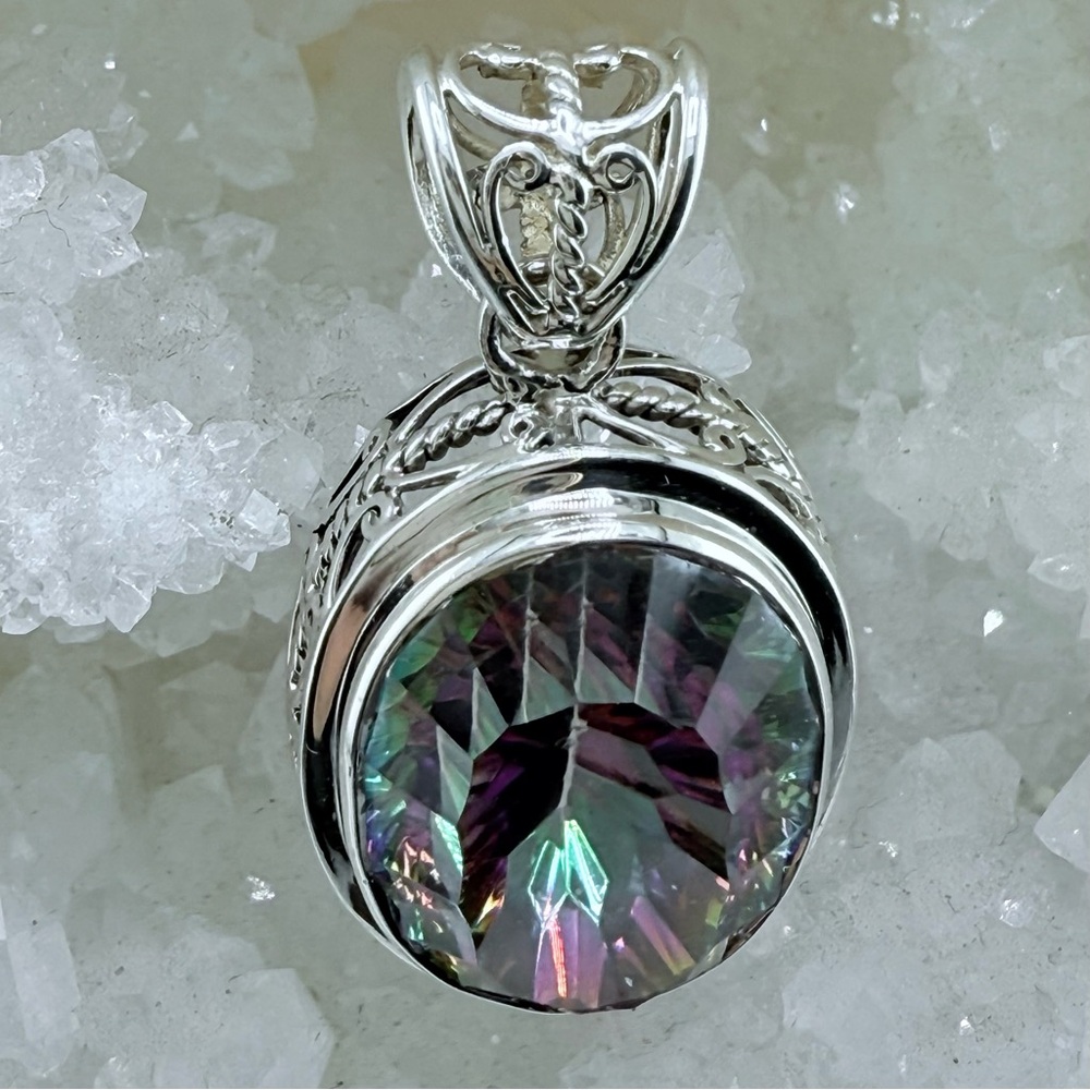 💜BJC Samuel Benham Sterling Silver Mystic topaz Pendant💜 - Picture 3 of 10